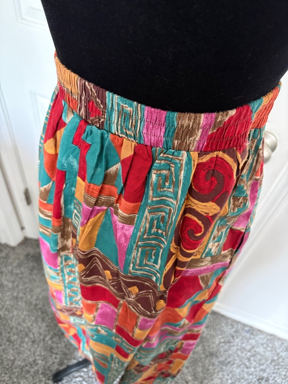 Requirements Multicolor Geometric Patchwork Print Midi Skirt - Picture 5 of 12